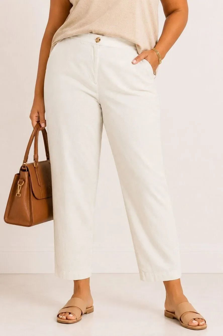 J.Jill White Straight Slim Crop Ankle Stretch Cotton Rayon Pants Size 14